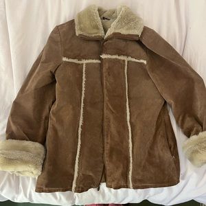 vintage leather and faux fur jacket